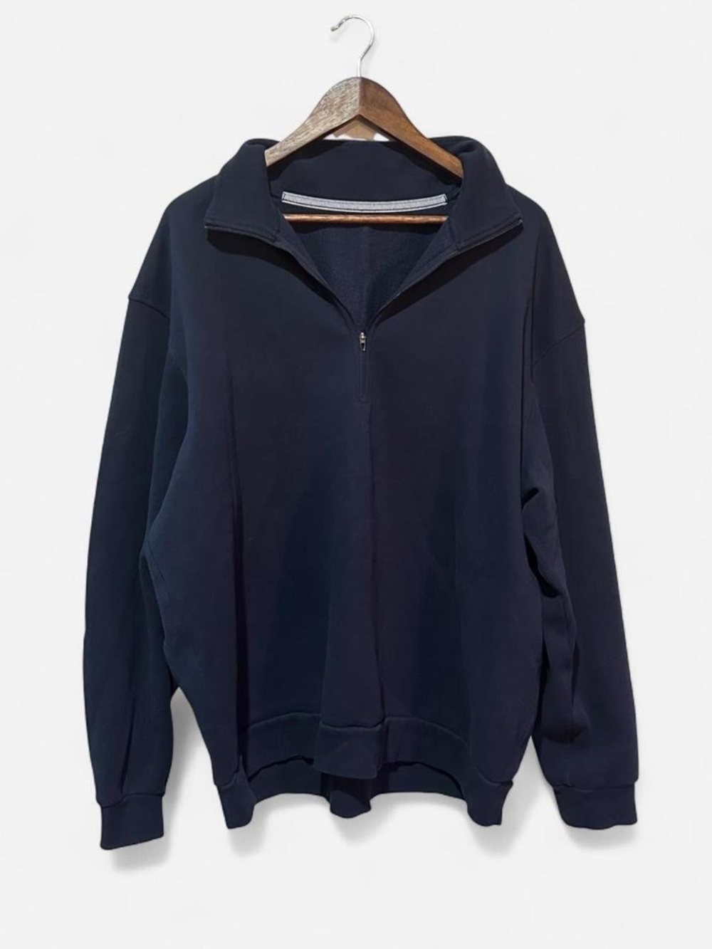 Lululemon Mens Navy Blue Fleece Quarter Zip Pullover Sweatshirt Mock Neck XXL